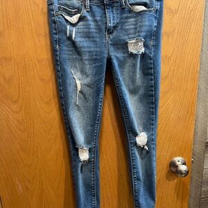 Mudd Distressed Straight Leg Jeans - Blue